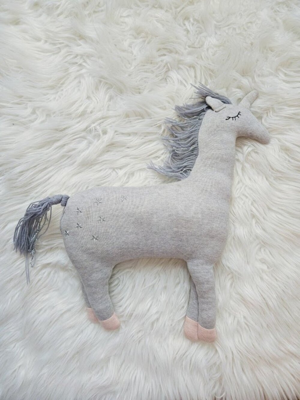 Unicron fairycore grey knitted horse yarn kawaii sparkle stars galaxy plush toy